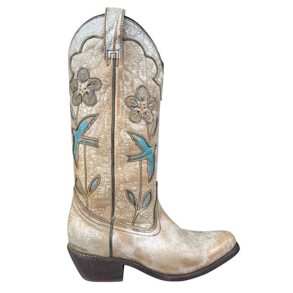 BED|STU Shoes - Bed Stu Women’s Valencia Distressed Floral Cowgirl Boot Size US 7